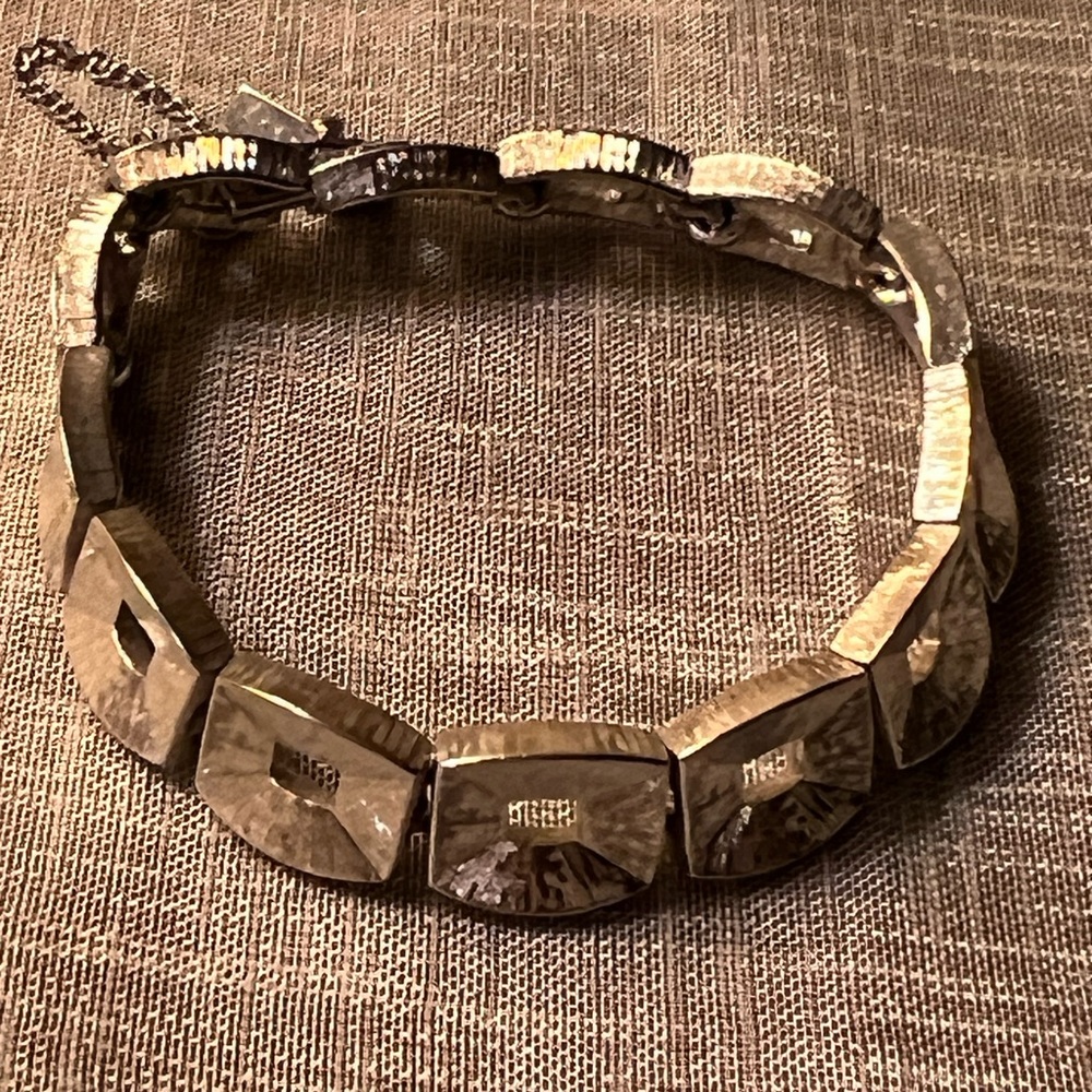 Vintage Monet textured silver link bracelet with safety chain